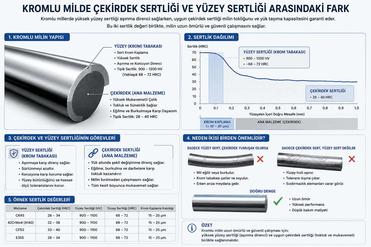 Kromlu Milde Çekirdek Sertliği ve Yüzey Sertliği Arasındaki Fark – Flutecnica